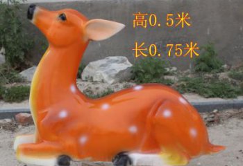 烤漆梅花鹿雕塑，彩繪工藝，玻璃鋼動物雕塑