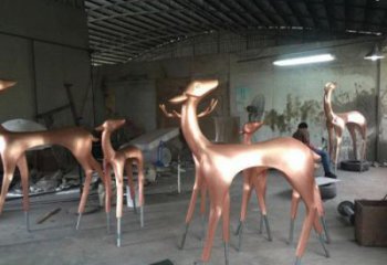 地產小鹿雕塑生產，城市裝飾，抽象銅鹿雕塑選定