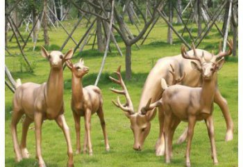 銅小鹿雕塑訂做，景區案例，藝術小鹿銅雕塑定制