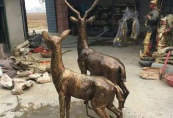 城市馴鹿雕塑，網(wǎng)格體育雕塑，古銅效果