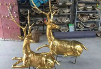 仿古馴鹿雕塑，鍍銅海洋雕塑，鍍銅工藝