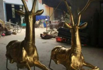公園馴鹿雕塑，噴砂發(fā)光雕塑，鑄銅工藝