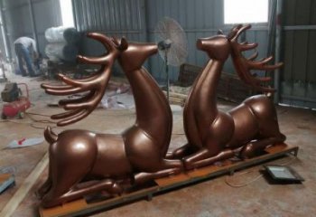 冷飲店馴鹿雕塑，鍍銅海洋雕塑，鏡面工藝