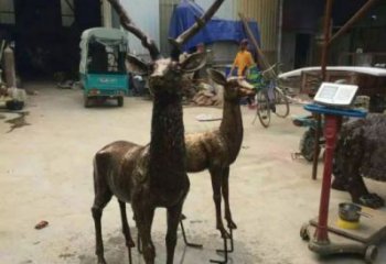 銅鹿雕塑，鑄銅動(dòng)物雕塑