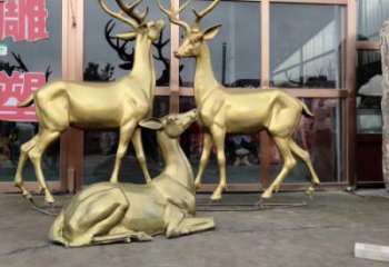 小區(qū)馴鹿雕塑，動物軟裝雕塑，抽象效果