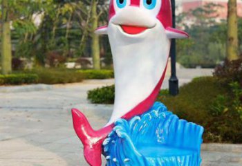 海豚坐凳雕塑，卡通動物雕塑，抽象效果