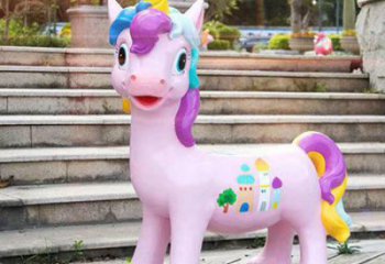 小馬坐凳雕塑，卡通景觀雕塑，動物景觀美陳