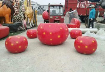 彩繪仿真玻璃鋼草莓坐凳雕塑