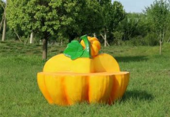 南瓜坐凳雕塑，彩繪景觀雕塑，水果主題效果