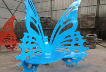 蝴蝶坐凳雕塑制造商，烤漆工藝公園坐凳雕塑