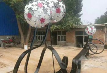 蒲公英坐凳雕塑制作，幾何原理方案，烤漆坐凳雕塑