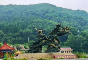 泉州夸父逐日雕塑，鑄銅神話人物雕塑