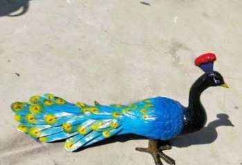 萬寧彩繪孔雀雕塑制作選用，景區(qū)案例，動物美陳雕塑