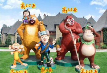 南崗廣場維尼熊雕塑，卡通水景雕塑，抽象效果