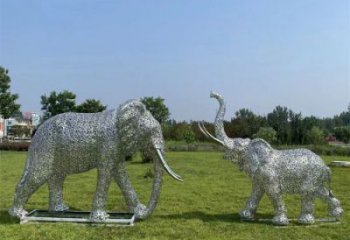 黃石鏤空大象雕塑制造商，動(dòng)物擺件，透雕大象雕塑定制