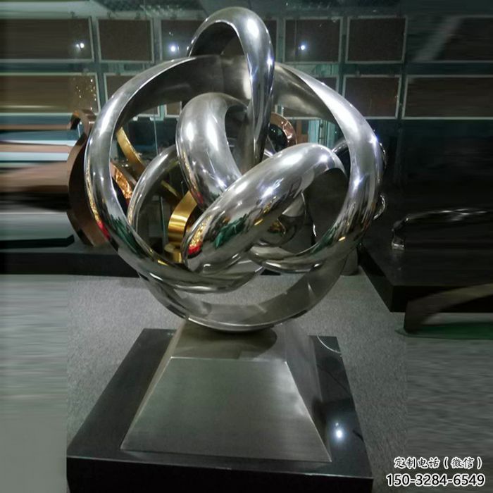 白下地產(chǎn)雙環(huán)雕塑定做，城區(qū)小品，景觀不銹鋼雙環(huán)雕塑定價(jià)