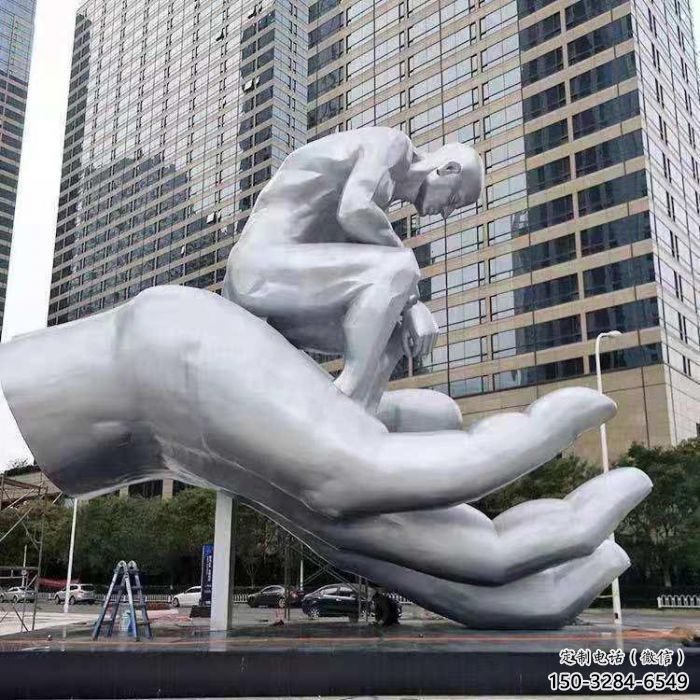 常州沉思者雕塑，景觀雕塑，手托人物雕塑廠家提供