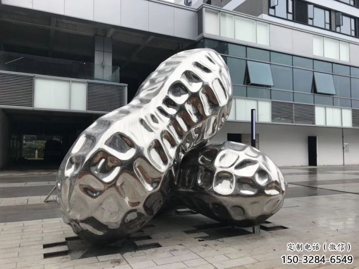 南昌花生雕塑制造，白鋼構(gòu)件，不銹鋼花生雕塑提供