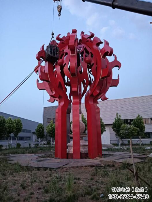鄂爾多斯火球雕塑，精神堡壘火球雕塑落地展示