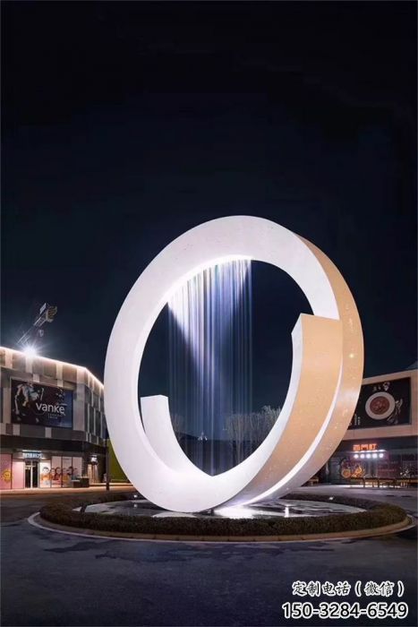 和林格爾圓環(huán)噴泉雕塑，水景藝術(shù)原理，水景圓環(huán)雕塑廠家