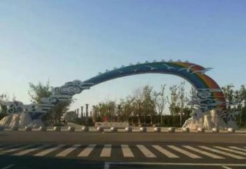 灣里云朵大門雕塑，公園美陳元素，不銹鋼云朵大門雕塑