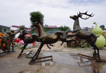 東湖戶外小鹿批發，動物雕塑，梅花鹿銅雕塑供求