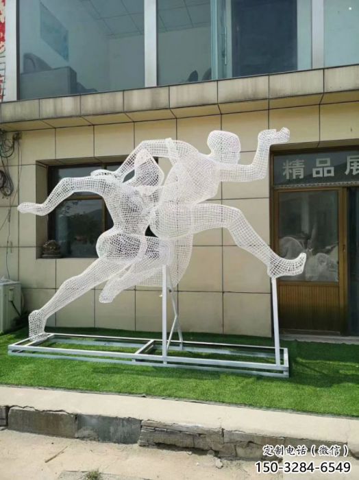 運城鏤空體育雕塑供求，白鋼構件，鐵藝人物雕塑觀賞型