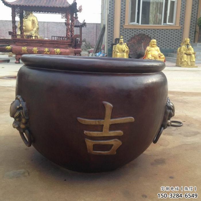 西安吉字銅缸雕塑-青銅鑄造