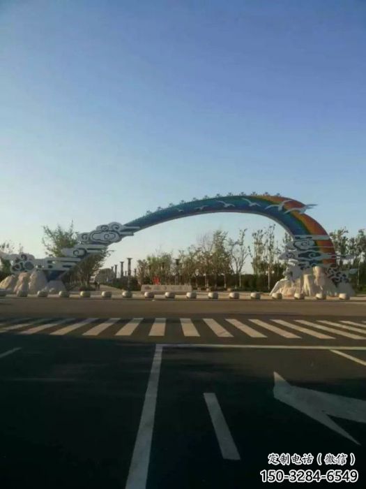 阿壩云朵大門雕塑，公園美陳元素，不銹鋼云朵大門雕塑