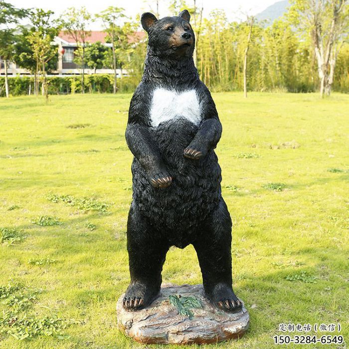 樂山街道黑熊雕塑，仿真動物雕塑，古銅效果