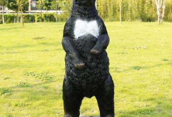 西夏街道黑熊雕塑，仿真動物雕塑，古銅效果