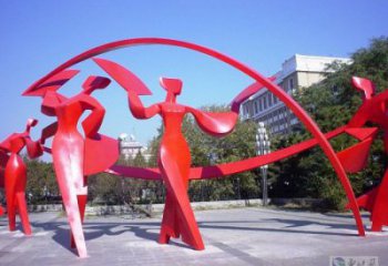 興海扭秧歌雕塑，民俗舞蹈雕塑，不銹鋼抽象音樂(lè)人雕塑