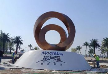 街道圓環雕塑，鍛造景觀雕塑，古銅效果