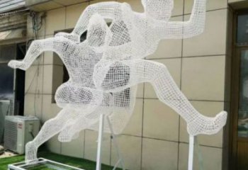 日照鏤空健兒雕塑制造，校園雕塑，金屬鐵藝人物雕塑展品