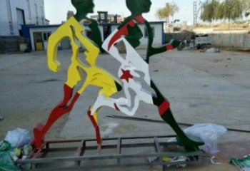 杏花嶺賽跑雕塑，鏤空工藝制作，不銹鋼烤漆體育人物雕塑