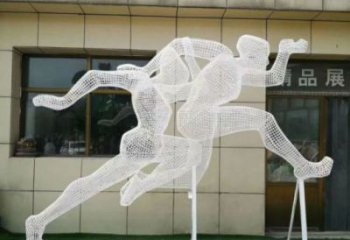 杏花嶺鏤空跨欄雕塑制造商，透雕雕塑，鐵藝體育人物雕塑供給