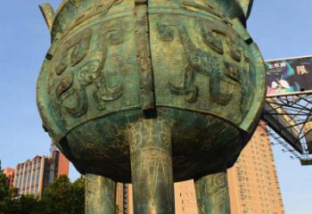 延安鑄造三足圓鼎銅雕