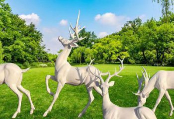 雅安梅花鹿雕塑定價，景觀概念，玻璃鋼梅花鹿雕塑預定