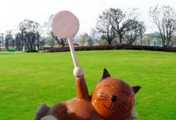 林周小區(qū)小貓雕塑，抽象系列，彩繪工藝