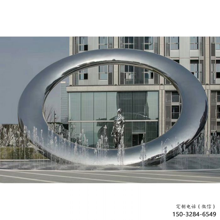 大理小區(qū)圓環(huán)雕塑，水簾噴泉雕塑，水景藝術(shù)效果