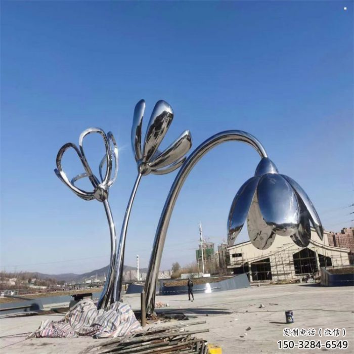 雙橋百合花雕塑承接，城市裝飾，大型不銹鋼百合花雕塑公司