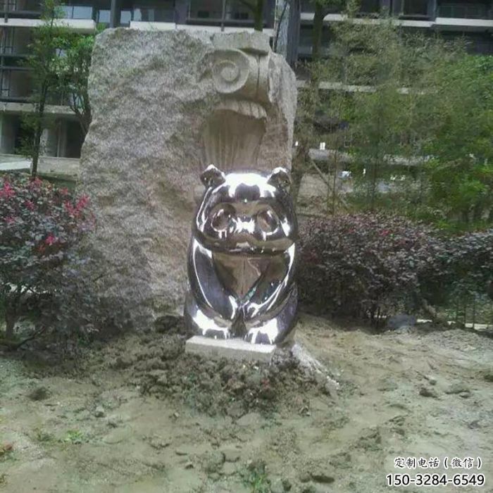 沙坪壩熊貓雕塑服務商，動物美陳雕塑，不銹鋼熊貓雕塑廠家