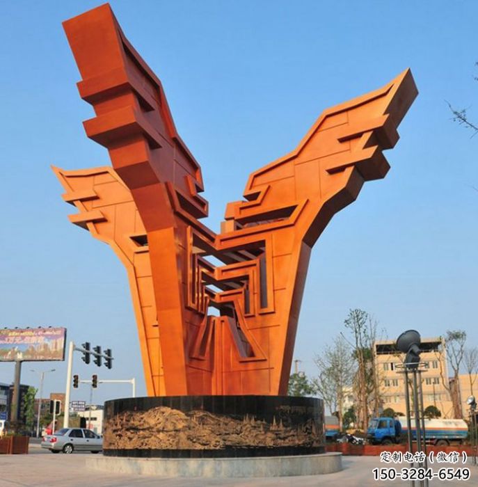 渝北城市精神堡壘雕塑，抽象建筑元素，廣場景觀雕塑小品