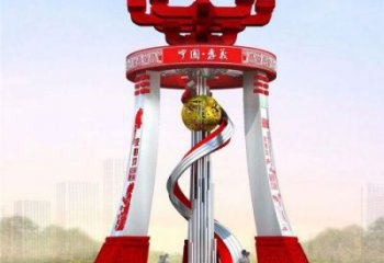 渝中城市精神堡壘雕塑，地標(biāo)文明建筑不銹鋼雕塑