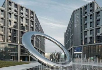 大渡口水簾圓環雕塑，直噴式旱地水景噴泉雕塑