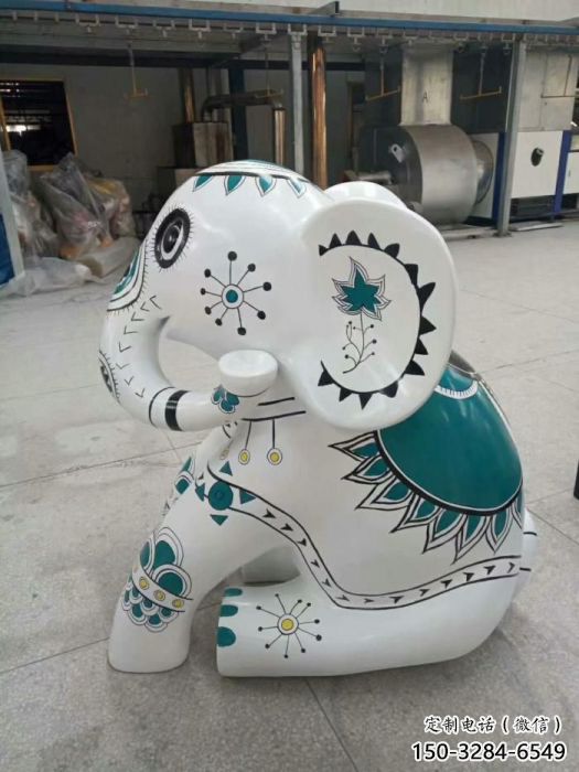街道小象雕塑，景觀擺件，彩繪工藝