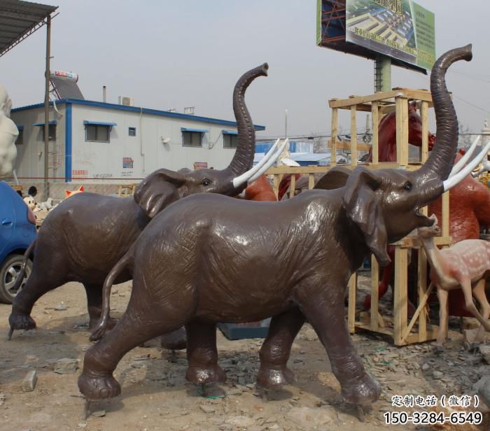 酒店小象雕塑，家禽主題，鍍銅工藝