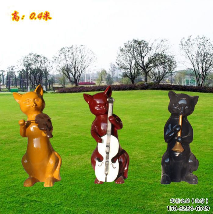 操場小貓雕塑，公園題材，剪影工藝