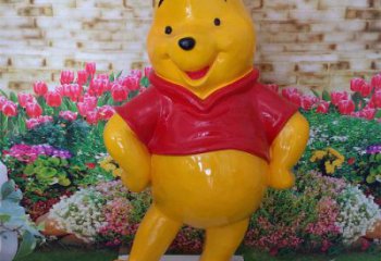 戶外風景區卡通可愛布朗熊雕塑展示