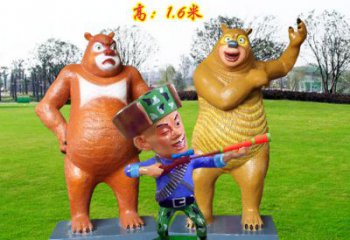 熊出沒卡通雕塑實景圖